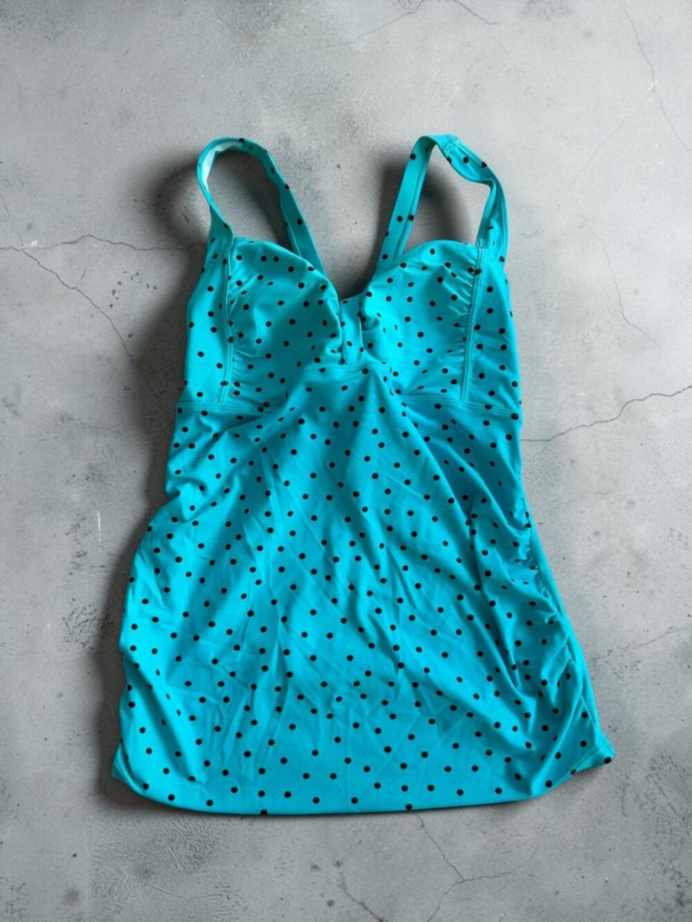 MOTHERHOOD MATERNITY Blue Polka Dot Swim Tankini Top Size Medium